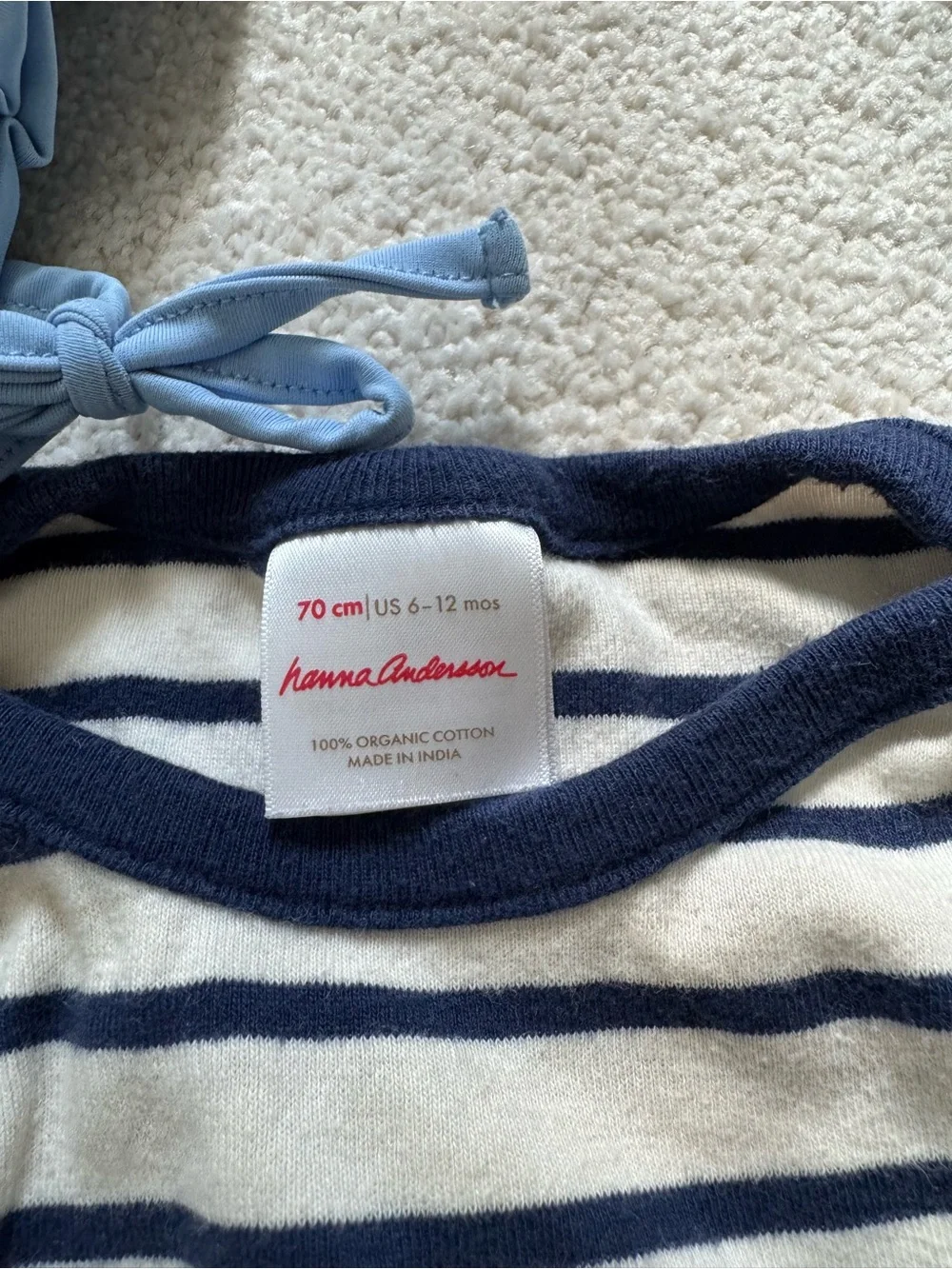 Hanna Andersson Navy & Cream Striped Baby Dress Set